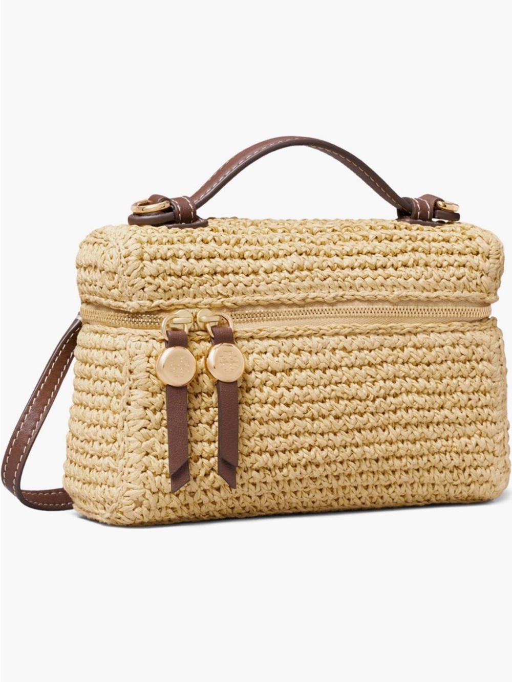 Tory Burch Romy Straw Top-Handle Crossbody Bag in Natural